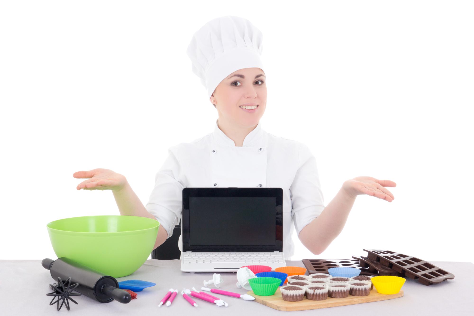 Cozy culinary workshop with chef teaching remotely
